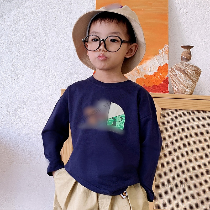 Camiseta de manga larga de algodón de algodón para niños Carta para niños impresas Tops informales de moda para niños ropa de diseño para niños Camas de algodón Z7519