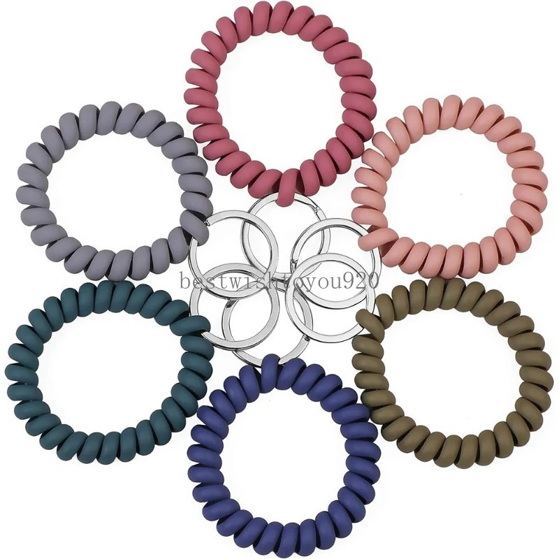 Pulsera de llaves Gimnasio Id de natación Insignia de deportes al aire libre Regalos de llaves para hombres Mujeres bobina espiral anillo de llave pulsera