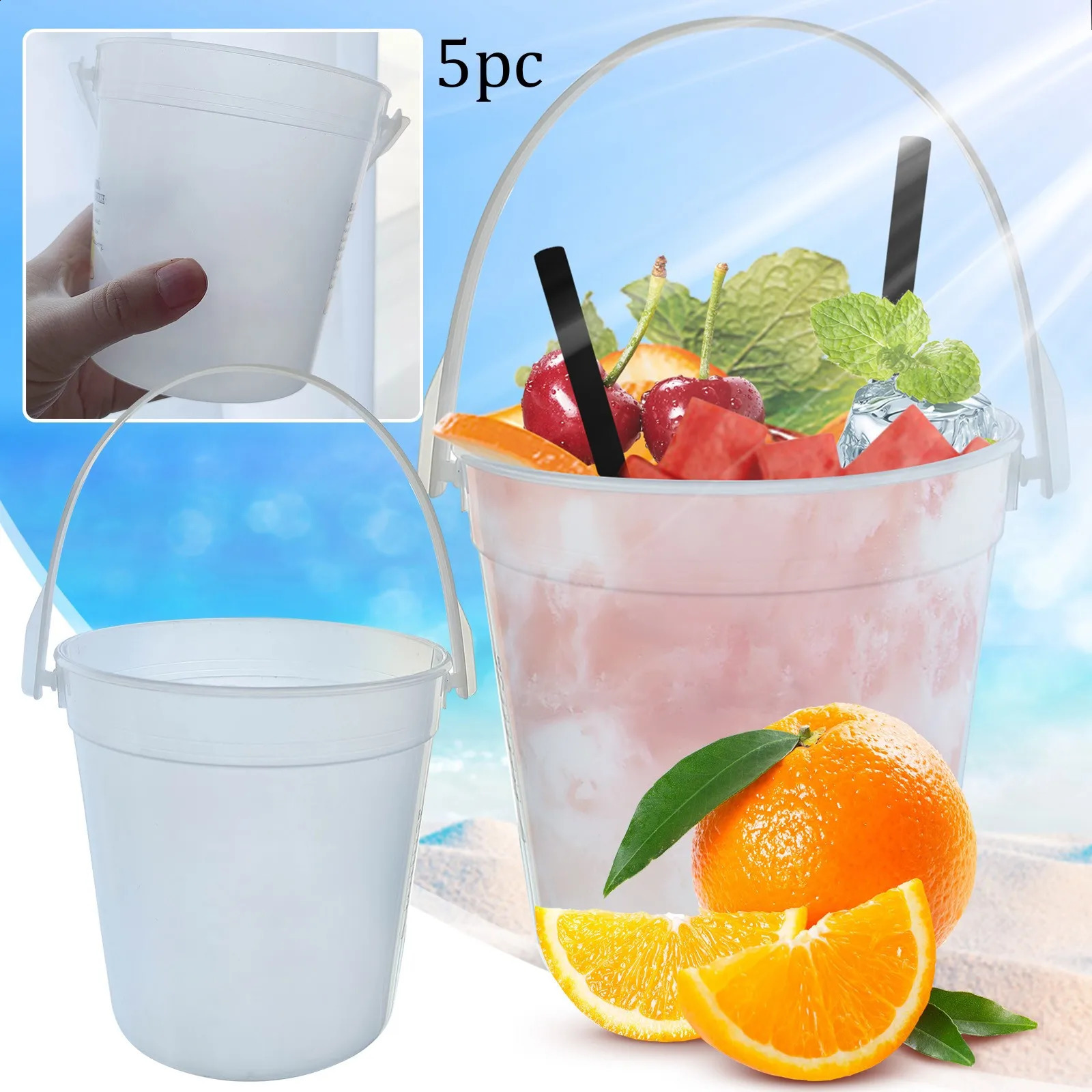 Baux de cocktail en plastique pour boire tout sauf une tasse d'idées de fête réutilisables Bols de punch 1 litre Bucket de smoothie 240327