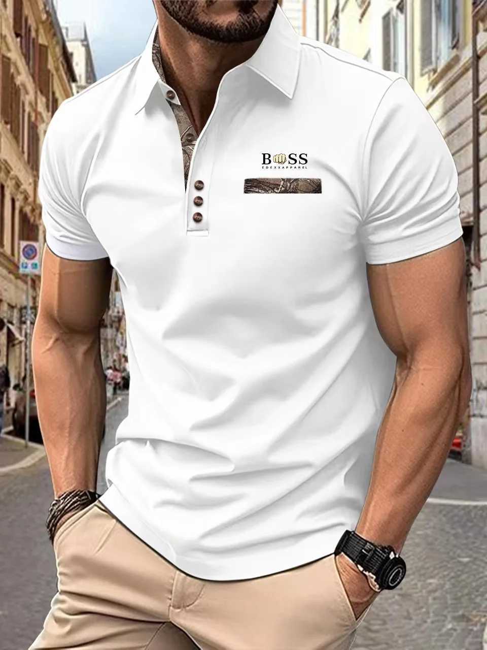 Erkek Tişörtleri Avrupa Amerika Birleşik Devletleri Yeni Erkek Kavur Kısa Kollu Polo Gömlek Emici Nefes Alabası Bahar Yaz Sonbahar Yüksek Kaliteli Erkek Gömlek 2445