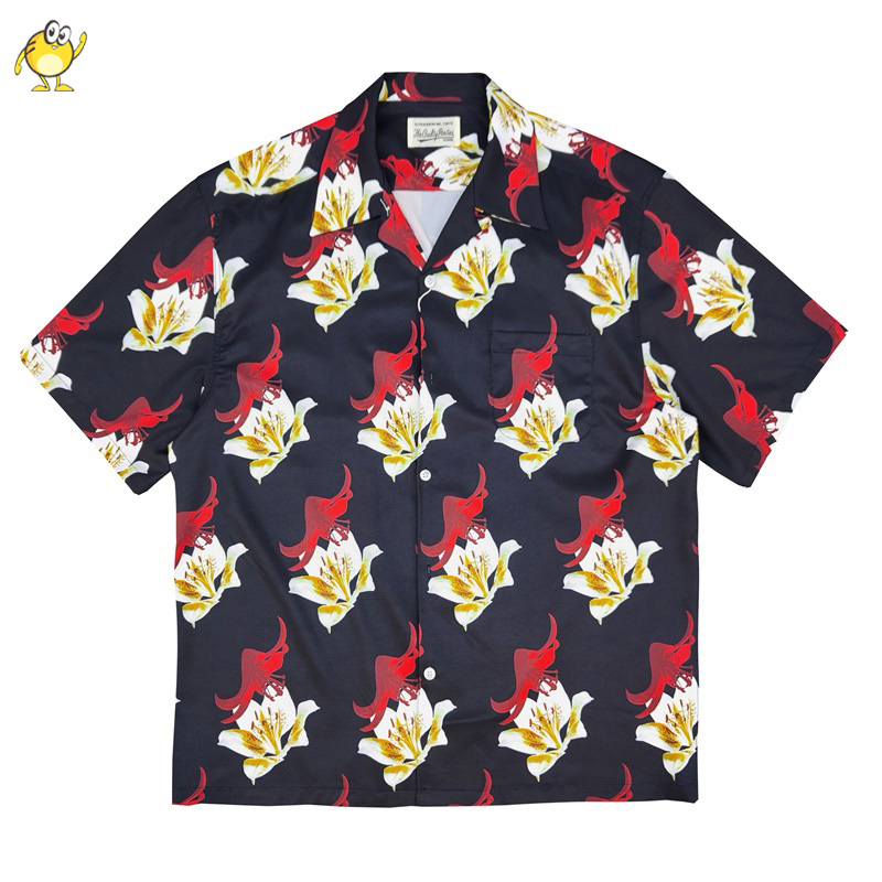 Graffiti Hawaiian Short Sleeve Shirts Men Woman Black Blue Red Top Shirt Streetwear Summer