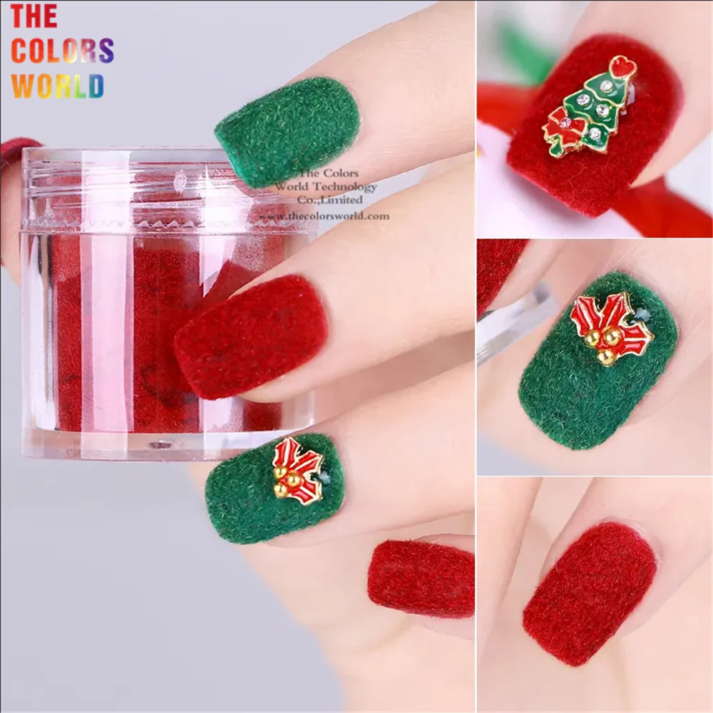 TCST-055 Velvet poeder Villus 3d fuzzy flockpoeder nylon voor nagels kunstdecoratie nagel kunst glitter fluweel flocing poeder 240401