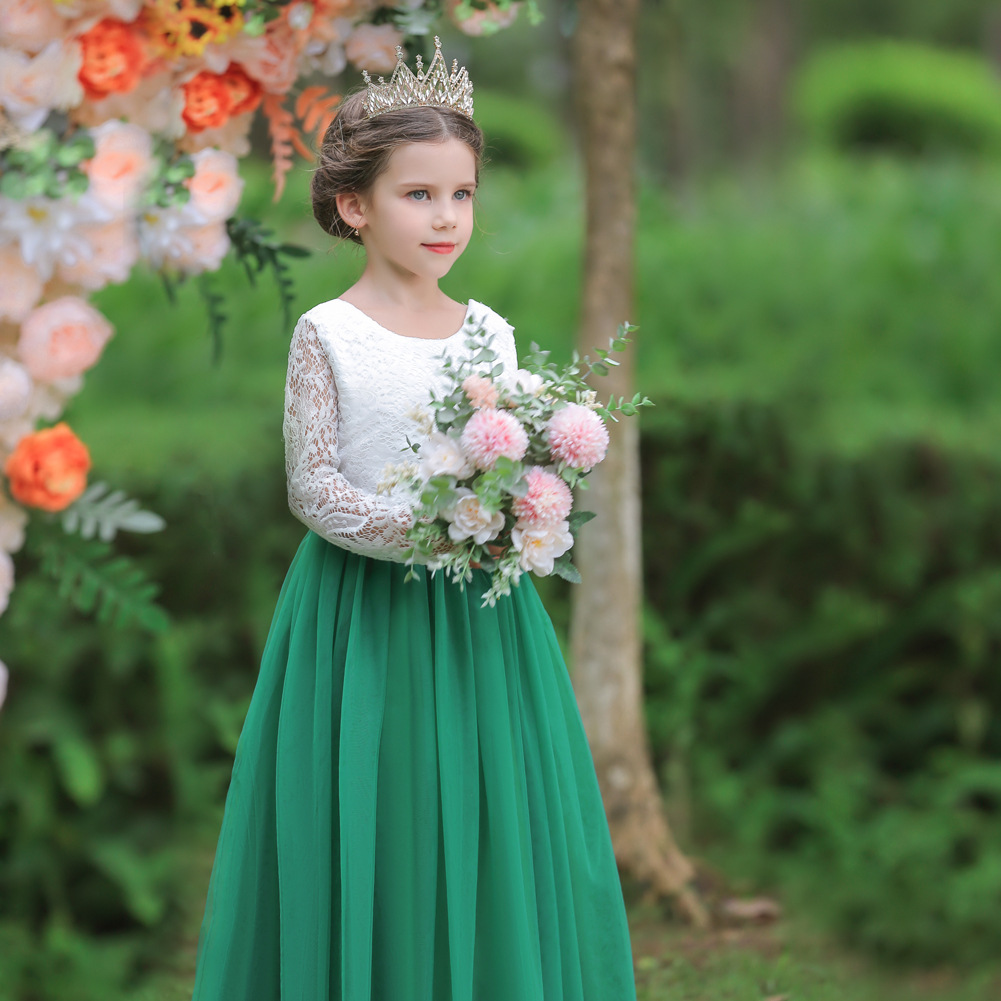 Lovely Green Blue White Pink Jewel Girl's Birthday/Party Dresses Girl's Pageant Dresses Flower Girl Dresses Girls vardag kjolar Kids 'Wear SZ 2-10 D406218