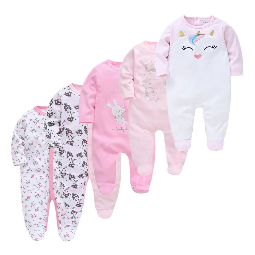 1 stcs 3 stcs 5 stks babymeisje jongen pijama's bebe vul katoen slaapsuits ademende zachte ropa geboren slapers pjiamas 240325