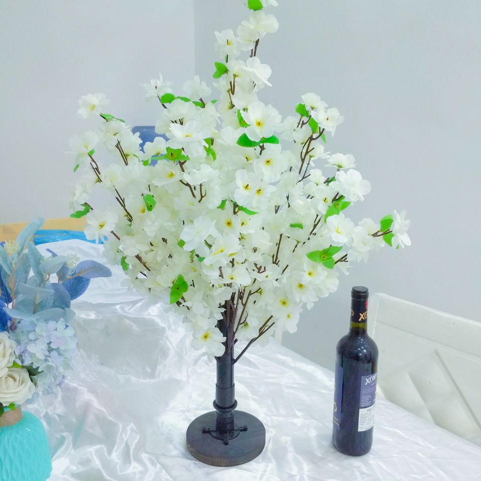 Belle fleur de pêche artificielle souhaitant une simulation d'arbre Potting d'aménagement paysager pour la table de mariage à la maison décoration rose blanc disponible