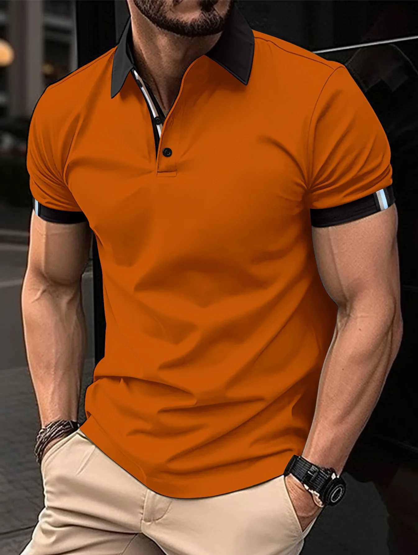 T-shirts masculins 2024 Summer Homme boutonné Polo Couleur Couleur Couleur courte à manches à manches