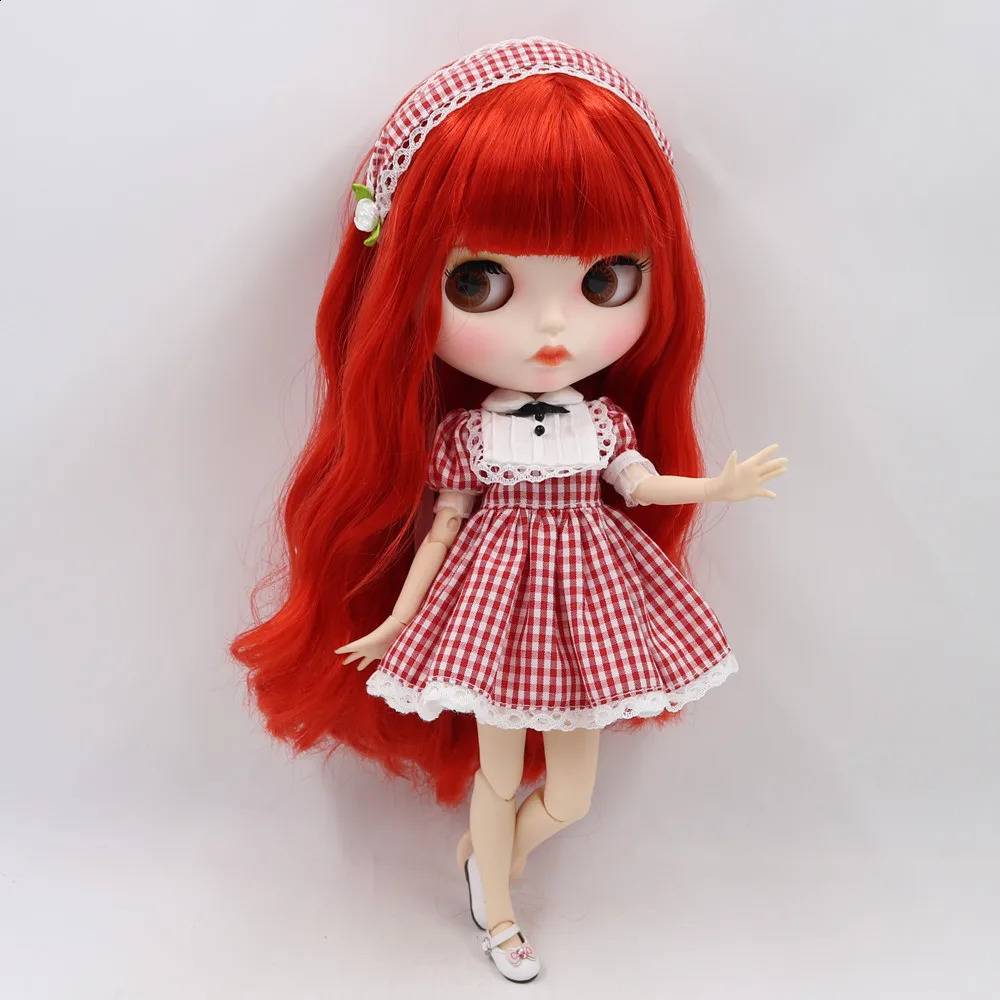 Lodowate DBS Blyth Doll 16 BJD z białą skórę długie rude włosy i matowy staw do twarzy BL0115 240325