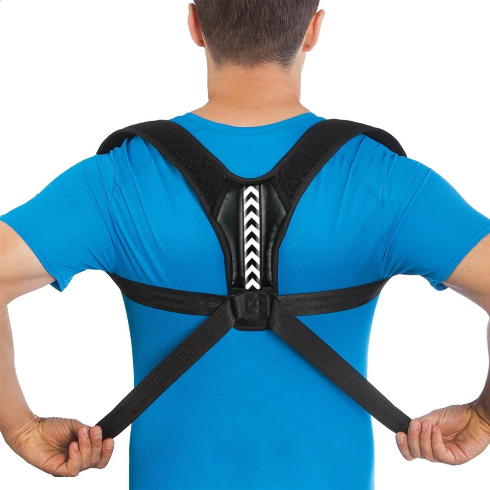 Adjustable Posture Corrector Upper Back Brace Neck Shoulder Support Pain Relief Belt Women Men Spine Straightener 240402