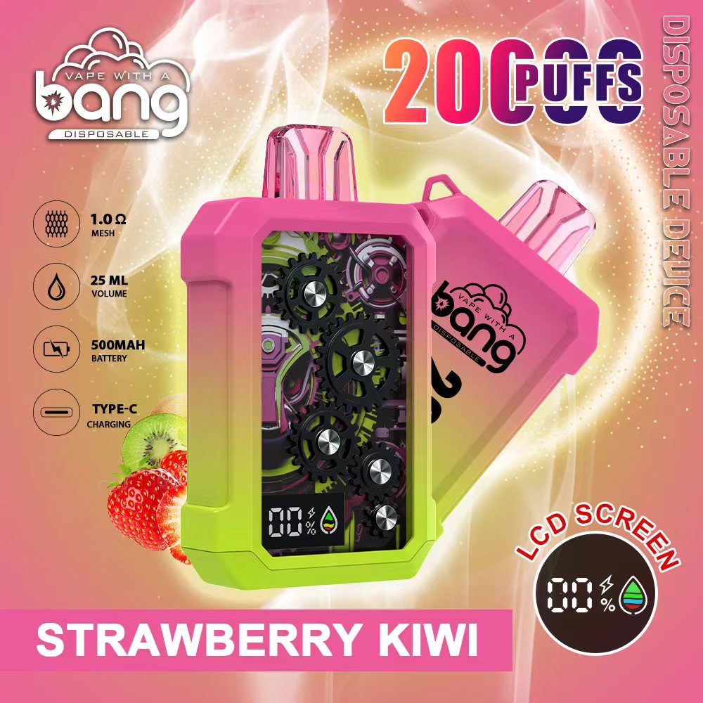 Bang 20000puff E Set Cigarette Puffs20k Disposable Vape Pen Pod500mAh Mesh Coil LCD Affichage des vapeurs rechargeables 0% 2% 3% 5%