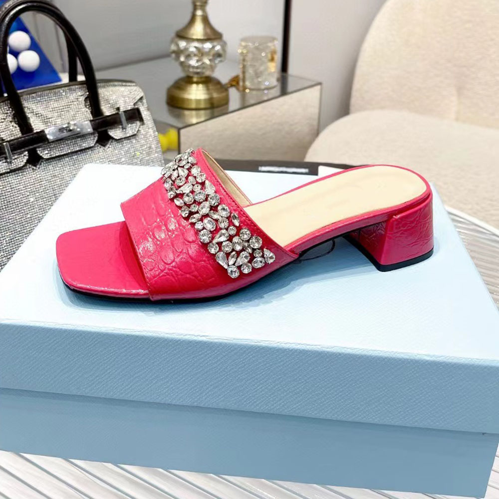 Kare Toe Rhinestone Terlik Moda Kadın Partisi Elbise Ayakkabı Lüks Altın Gümüş Gece Elbise Seksi Kayma Ayakkabı Yüksek Topuklular