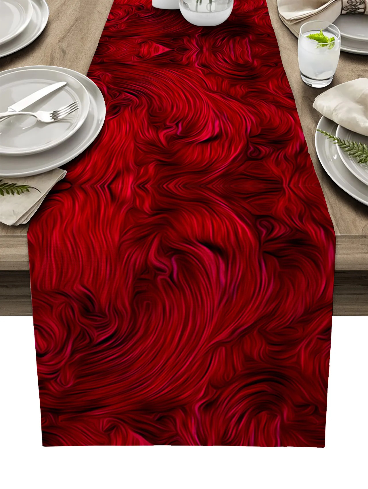 Résumé Texture Lignes rouges Linen Table Coureurs Décor de mariage Home Kitchen Party Country Dining Dining Antifouling Table Coureurs 240325