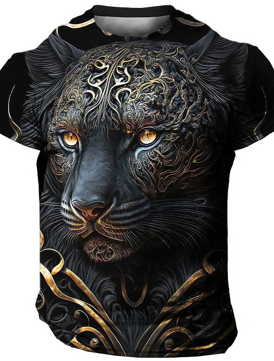 T-shirts masculins T-shirt T-shirt Animal Golden Lion Crew Coun Clothing Apparel 3D Imprimer à manches courtes T-T-T-T-TEES IMPRESSION DU VINTAGE 2445