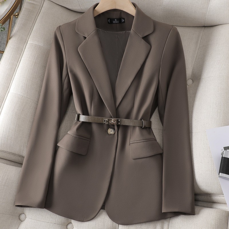 Suisses de femmes Designer Blazers de haute qualité Luxury Luxury Tempérament britannique Belt Taist Slim Long Man Business Work Office Casual Coats Femme Veste