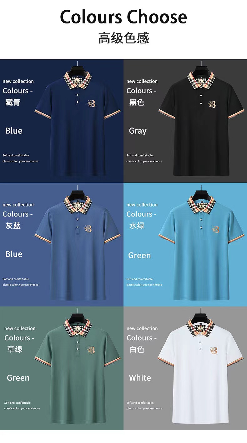 Neues Sommer Koreanisch gesticktes Polo-Shirt Herren Luxus Top Casual Revers Kurzarm T-Shirt Mode Kleidung Männer T-Shirt M-4xl