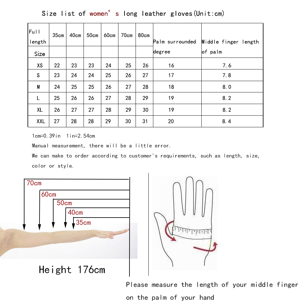 긴 장갑 긴 장갑 여성 진짜 가죽 장갑 검은 길이 양가죽 장갑 위에 팔꿈치 40cm50cm60cm 숙녀 장갑 겨울 벨벳 따뜻한 패션 팔 슬리브