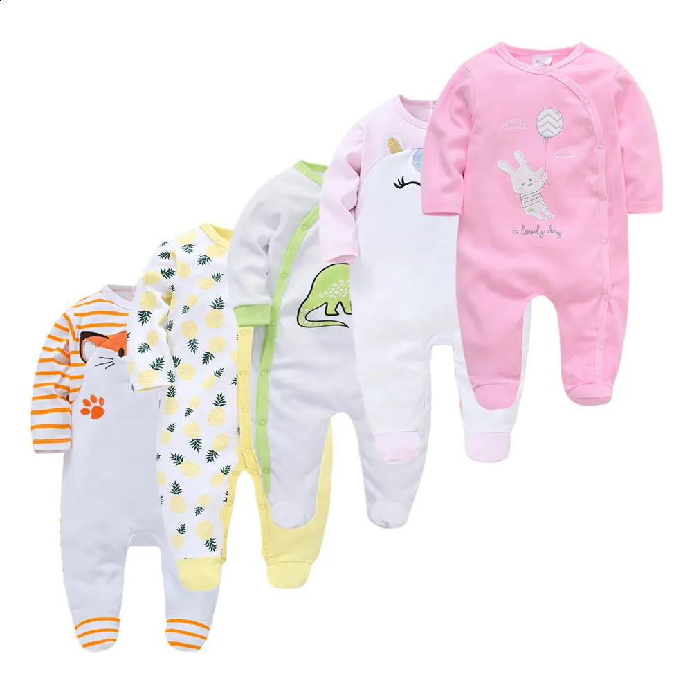 1 stcs 3 stcs 5 stks babymeisje jongen pijama's bebe vul katoen slaapsuits ademende zachte ropa geboren slapers pjiamas 240325