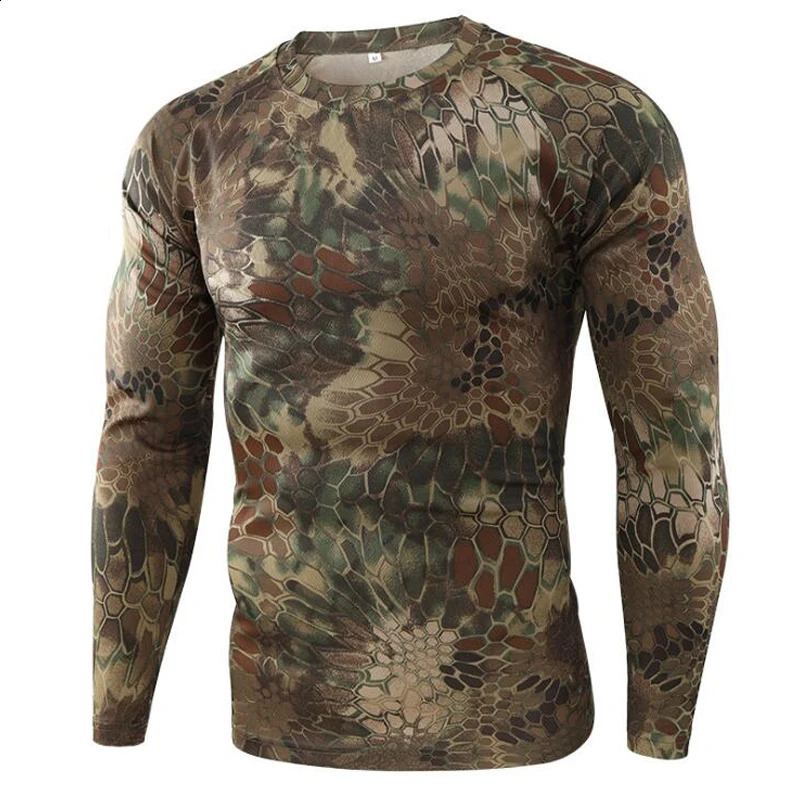 T-shirt di camuffi ad asciugatura rapida estiva Abiti militari a maniche lunghe traspirabili a caccia all'aperto campeggio da campeggio campeggio 240325