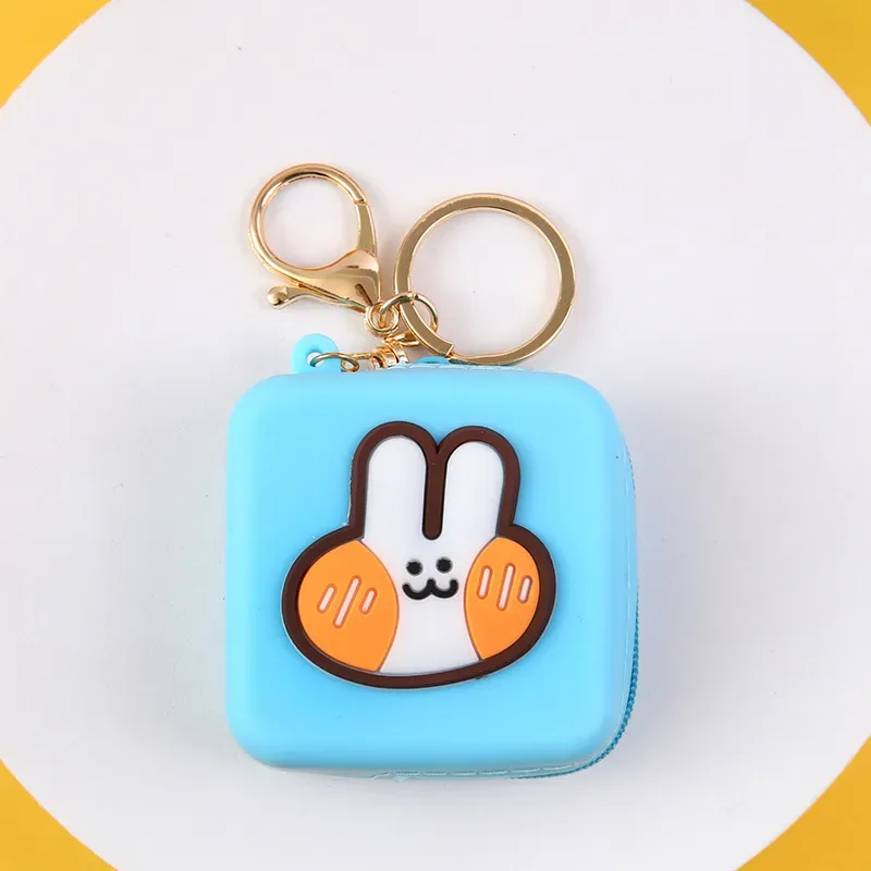 Coin Purses Bag Keychains Silicone Wallet Key Chains Rings Fashion Animal Rabbit Dog Daisy Flower Rainbow Strawberry Keyrings Accessories Jewelry Gifts