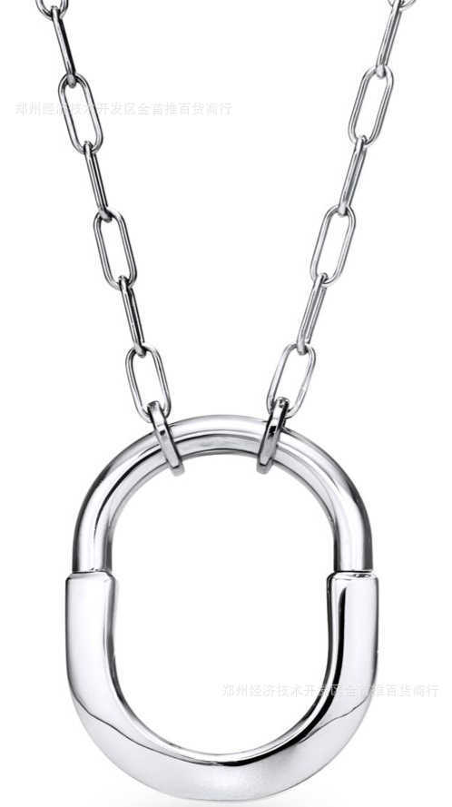Designer Brand Tiffays Large Medium Lock Necklace U-shaped Couple Style Advanced Design Sense