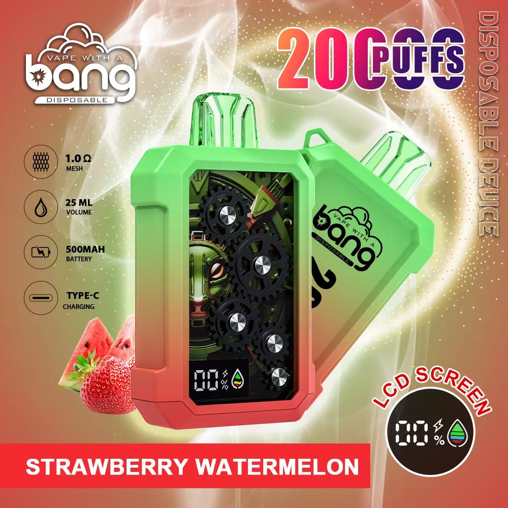 Bang 20000puff E Set Cigarette Puffs20k Disposable Vape Pen Pod500mAh Mesh Coil LCD Affichage des vapeurs rechargeables 0% 2% 3% 5%