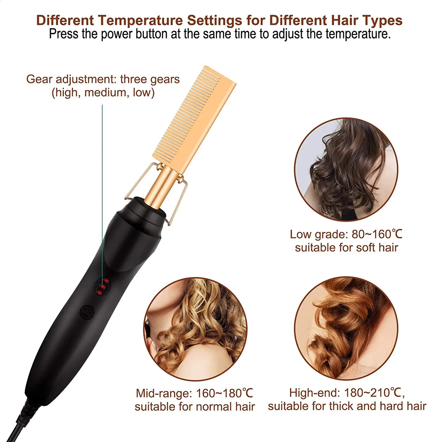 Comb Hair Straightener 2 in1 Fast Heating Straightener And Curling Iron Heated Press Comb Flat Irons Styler Corrugation Tool 240327