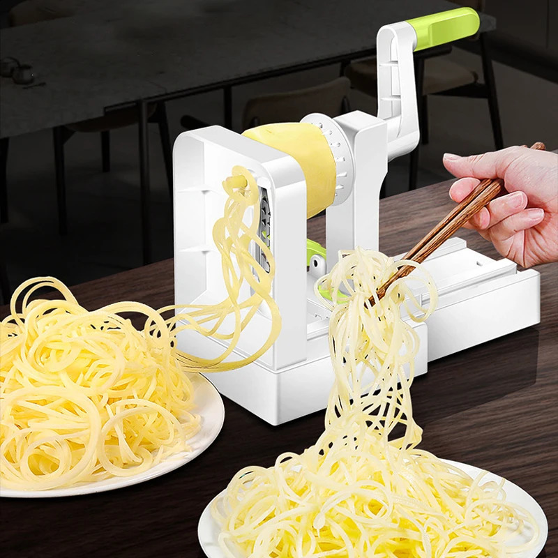 Spiralizer végétal avec 5 lames en acier inoxydable Veggie Spiral Slicer Curly Chopper Cutter Pâches Spaghetti Maker 240325