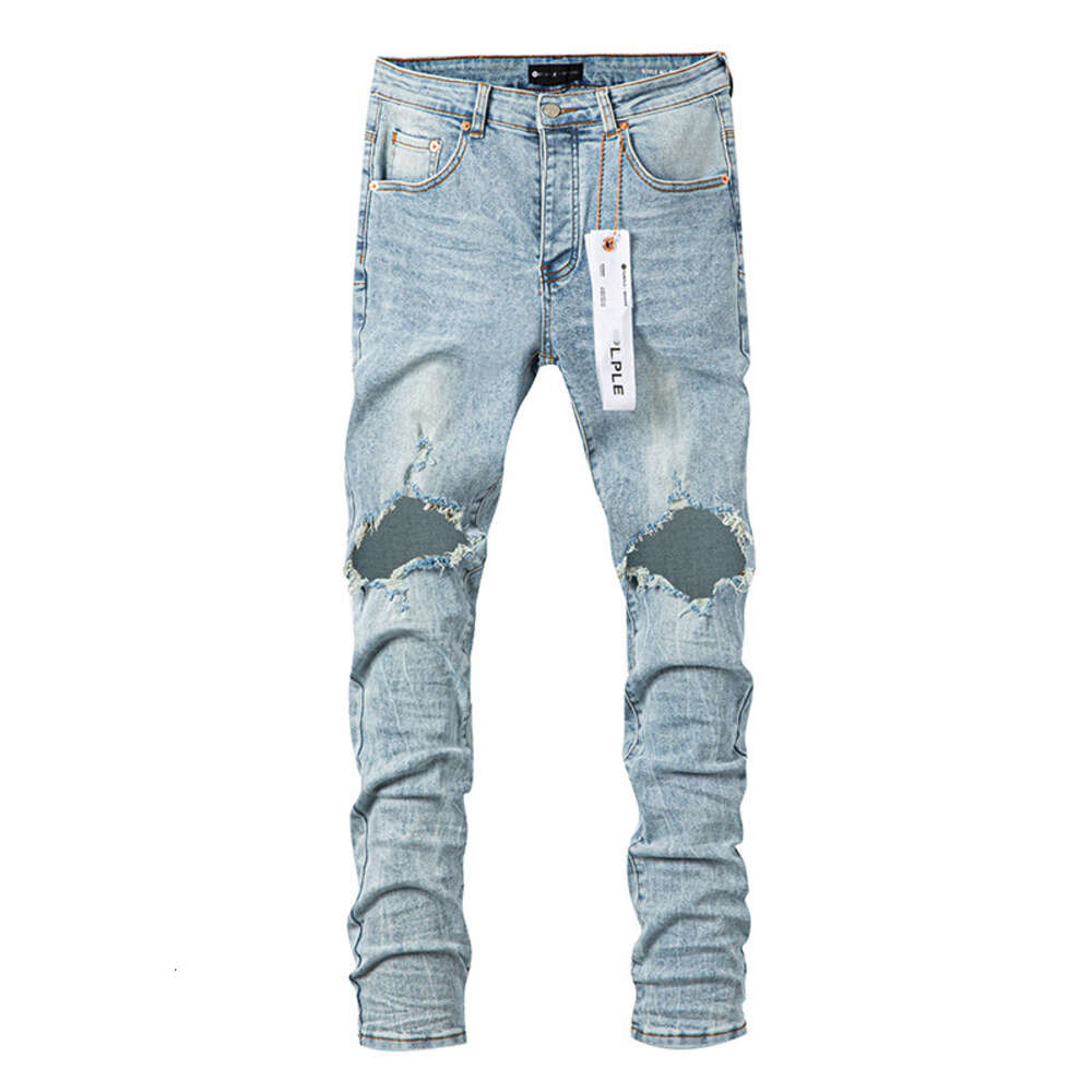 Marca roxa Trendy Perfurated Personalized American Hip Hop Jeans