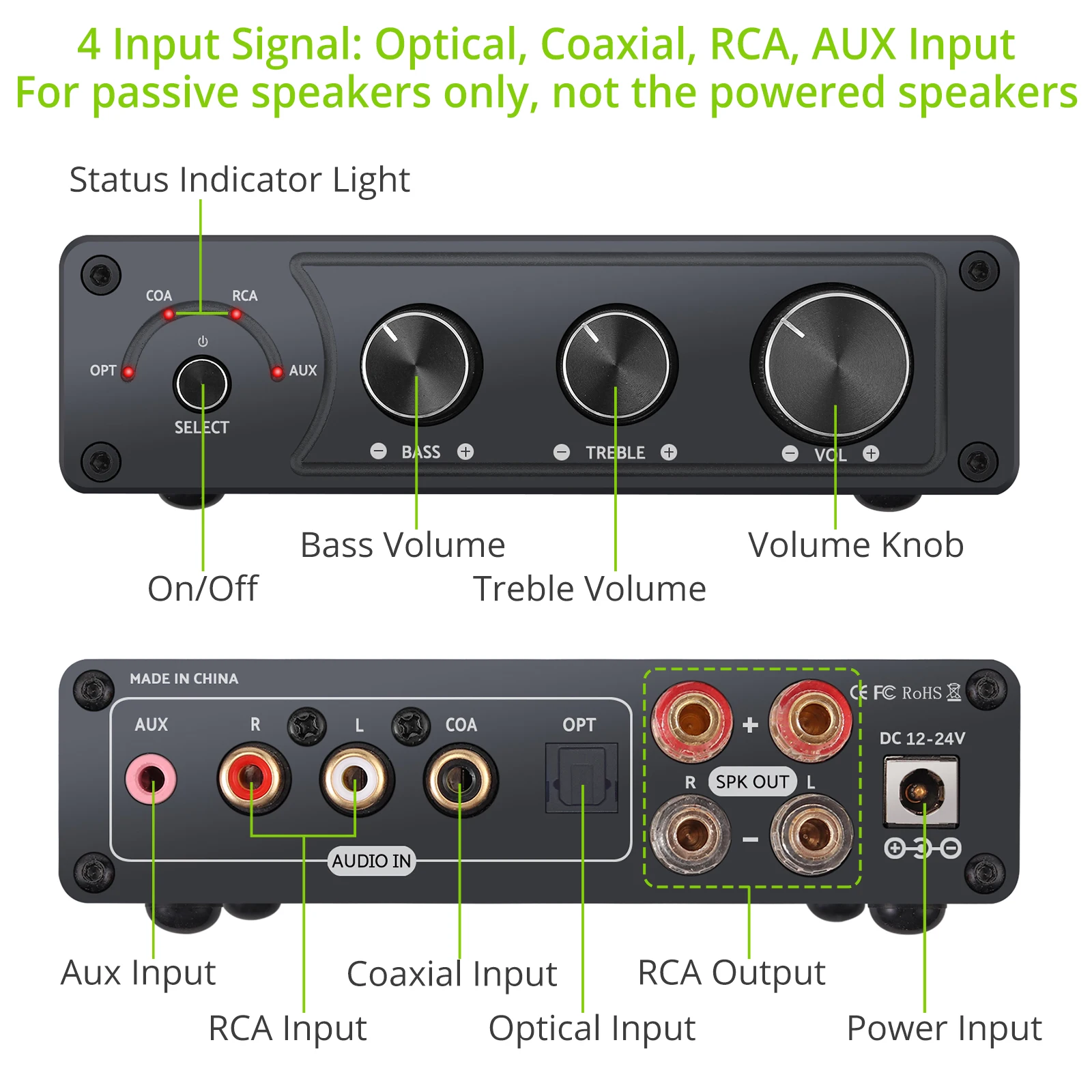 Amplificatore Esynic 192K/24BIT Bluetooth Stereo Audio Audio Audio 2 Canali HIFI Digital Power Amp Ampia Ottica USB coassiale USB al DAC analogico 50W+50W