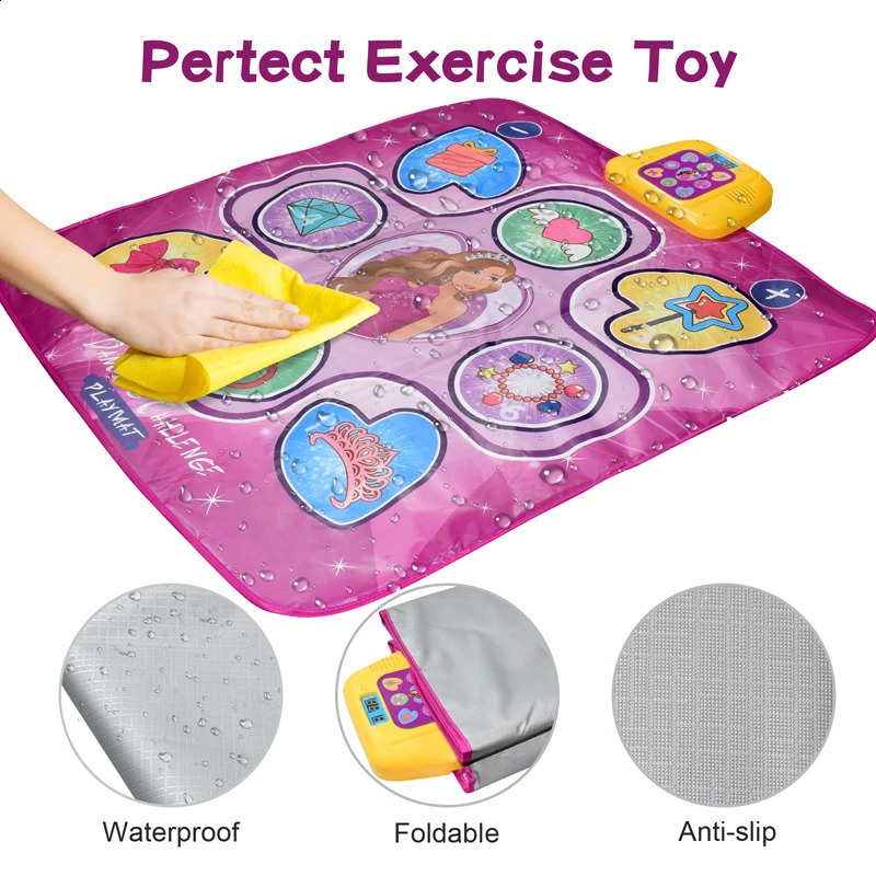 Bébé pliable play mat 5 modes pad dance with light music light kids activité éducative gym gym rampe de tapis toys pour filles 240329