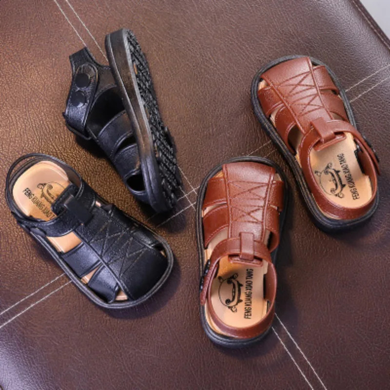 Sandalias anti deslize sandálias infantis de verão infantil sapatos de caminhada menino praia crianças solas macias sapato 240402