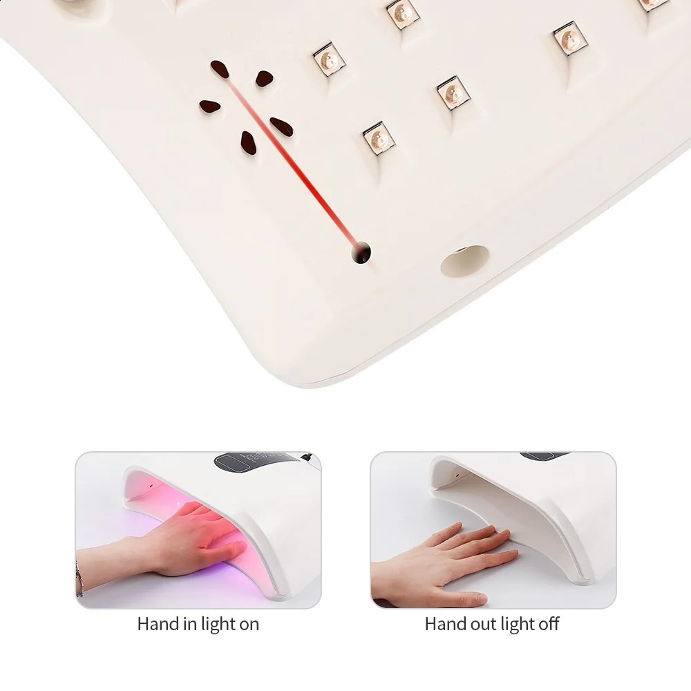 96W Smart Sensor UV LED Lamp Nail Dryer Fast Drying Manicure Pedicure Machine For 2 Hands Feet No Black Skin 240401