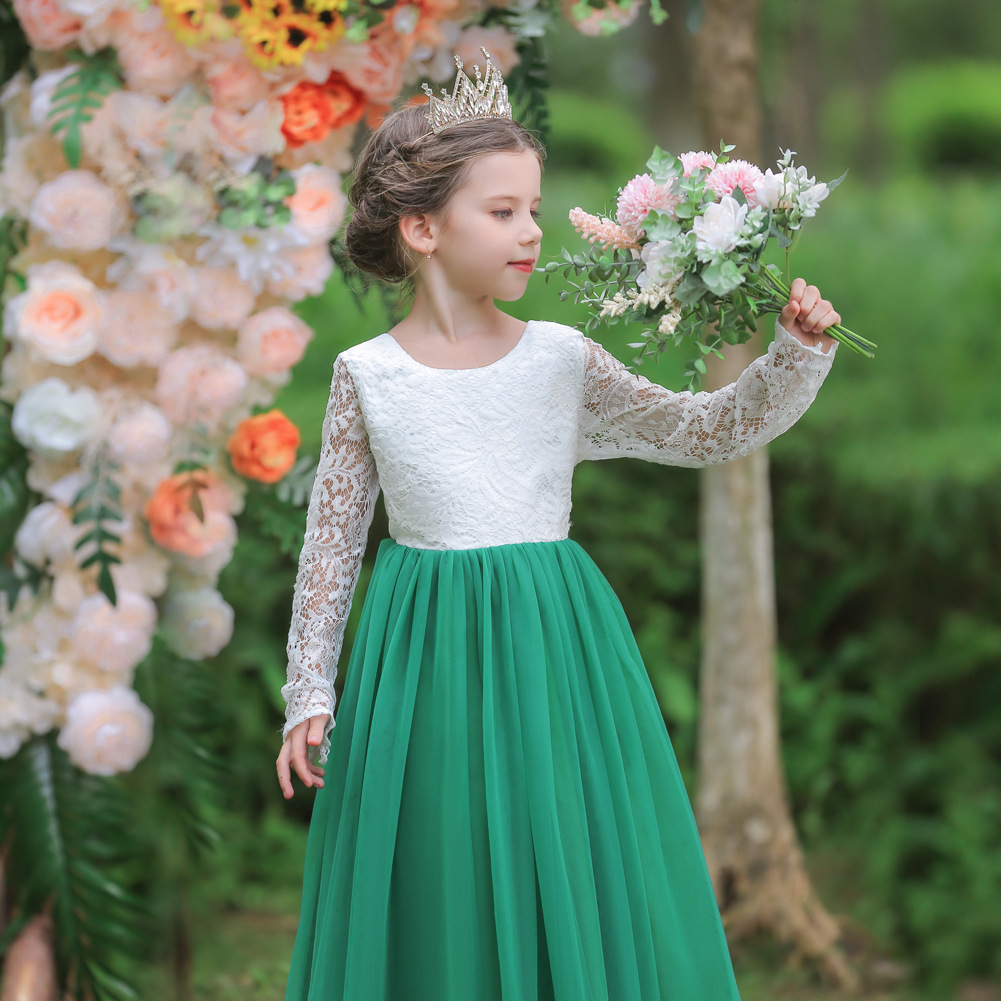 Lovely Green Blue White Pink Jewel Girl's Birthday/Party Dresses Girl's Pageant Dresses Flower Girl Dresses Girls vardag kjolar Kids 'Wear SZ 2-10 D406218