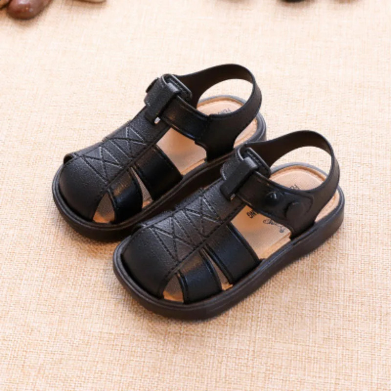 Sandalias anti deslize sandálias infantis de verão infantil sapatos de caminhada menino praia crianças solas macias sapato 240402