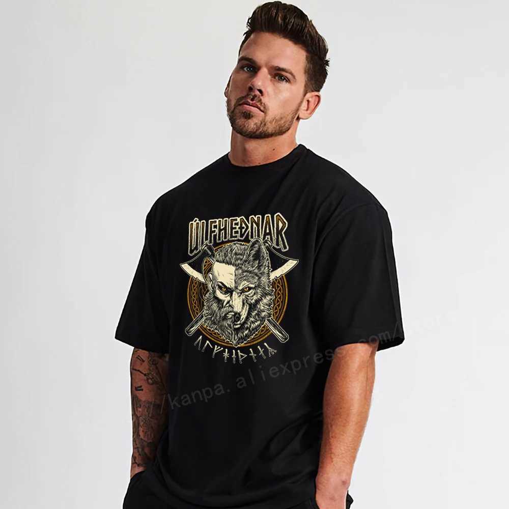 Męskie T-shirty Mężczyźni ODIN Vikkingyins 5xl T Shirt Bawełny vintage wysokie topy plus koszulki wielkości duże rozmiar duże ubranie 4xl 5xl 6xl Tshirts moda S 2445