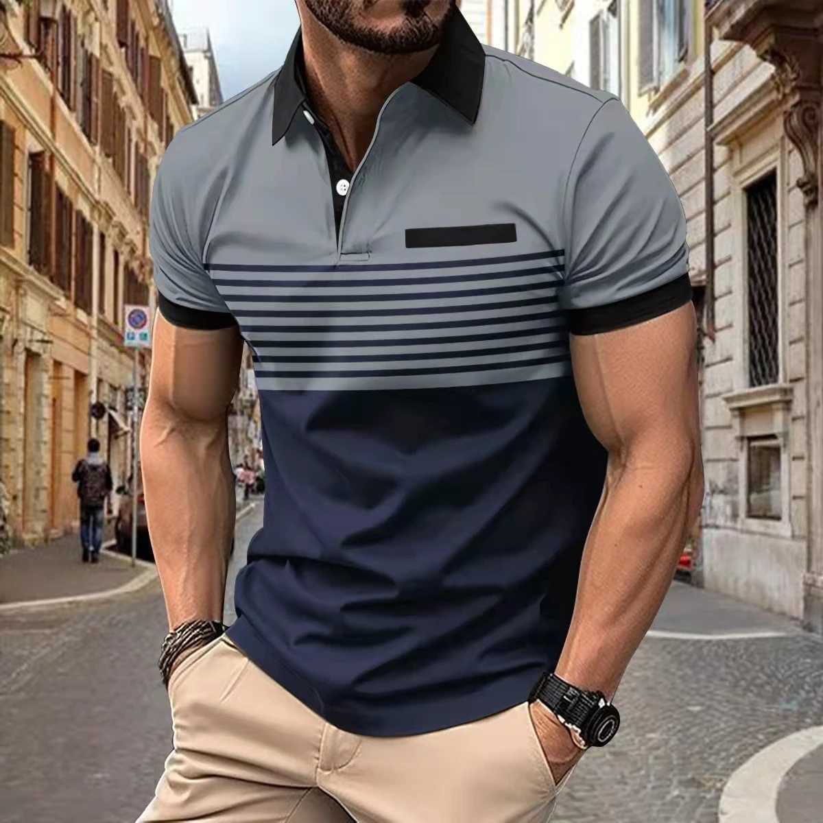 T-shirt maschile estate New Hot Selling Mens Polo Shirt con anti-Wrinkle Polo Collari Contrast Contrasto Colore Short Short Cashing Sports Fashion S 2445