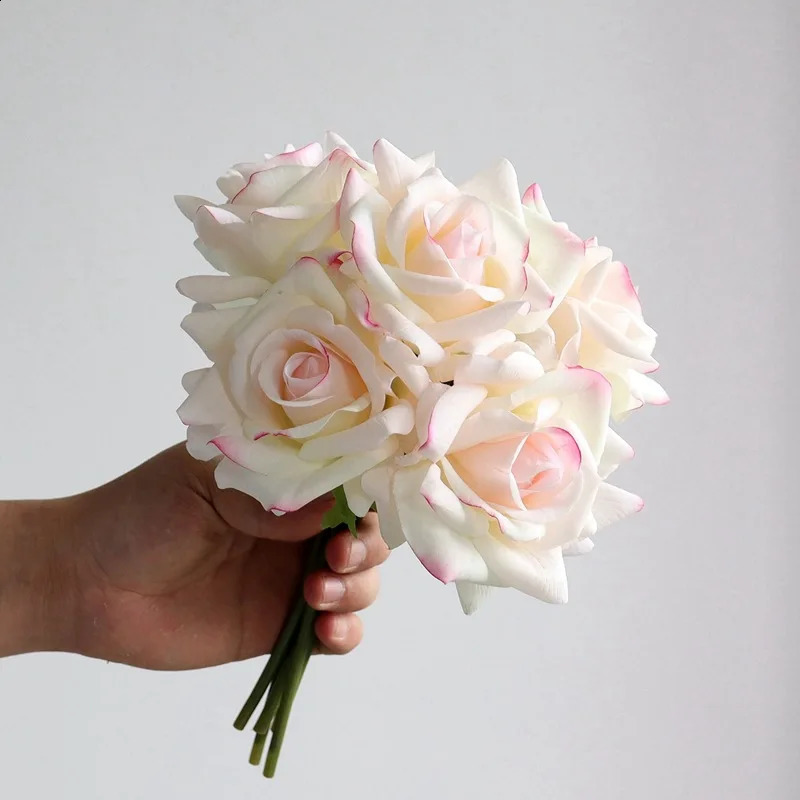 Real Touch Moisture Moisturizing Artificial Latex Roses Wedding Bouquets Home Garden Balcony Desktop Decoration Fake Flowers 240328
