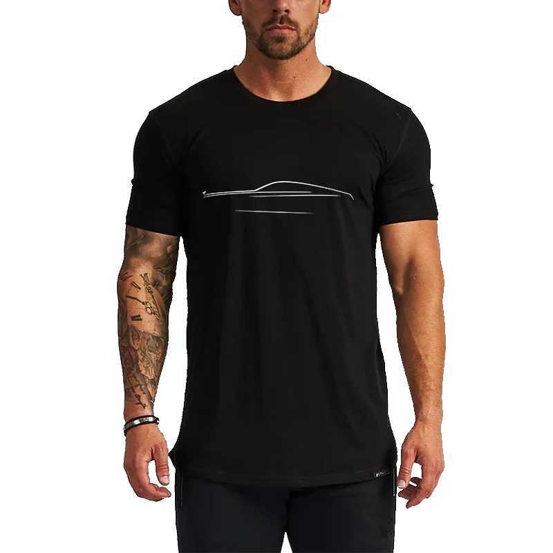 Camisetas masculinas 2024 Novo camiseta de manga curta casual com impressão de carros design de moda de moda desgaste de pisca de pênicitura básica 2445