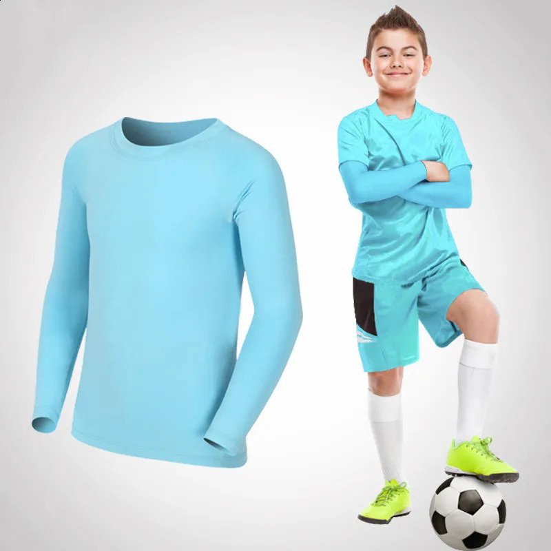 Enfants enfants garçon fille compression courir long t-shirt fitness sport basketball football gymnase sportswear soccer vêtements 25 240323