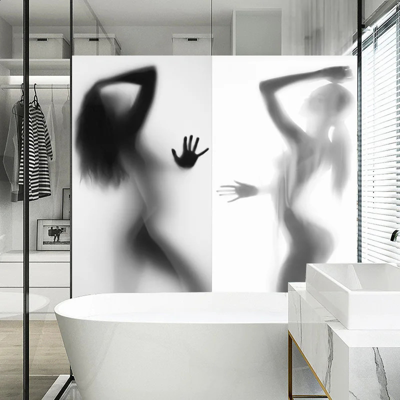 Sexy Girl Privacy Windows Film Finestra decorativa in vetro Adesivi senza colla static Aggandata Frost Finestra Aggancio il bicchiere da bagno 240329