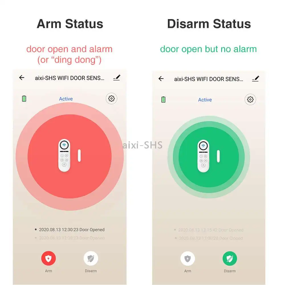 Sonnets de portes Aixishs WiFi Smart Sirren ALARME PORTE FENSE CAPEUR FONCTION DES DOORS