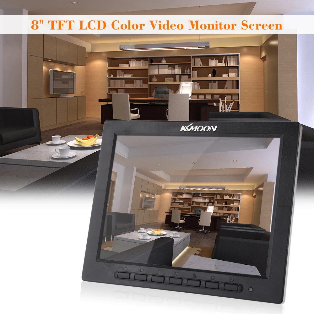 Exibir 8 polegadas TFT LCD Color Video Monitor CCTV Tela Monitor VGA BNC AV Entrada para PC CCTV Security Remote e tela rotativa de suporte