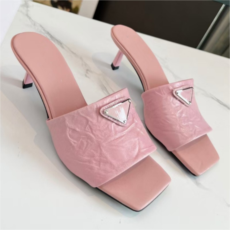 Spring and summer autumn designer brand ladies cold flops shoes leather nail decoration high quality shoes wedding high heel women shoes dance with box ladies wit box