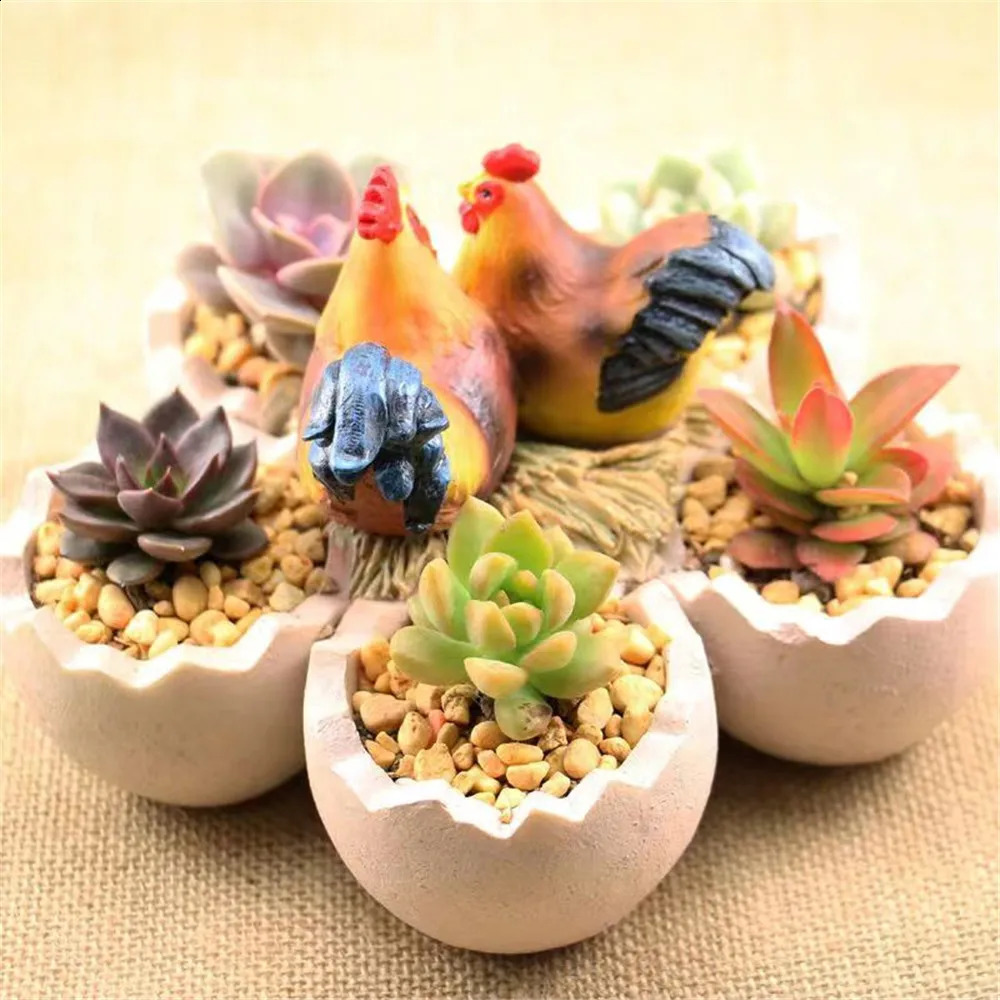 Creative Eggshell Flower Pot Chickenbird Nest Flowerpots 5 Egg House Succulent Planters Henhouse Plantering Dekorativ för trädgård 240325