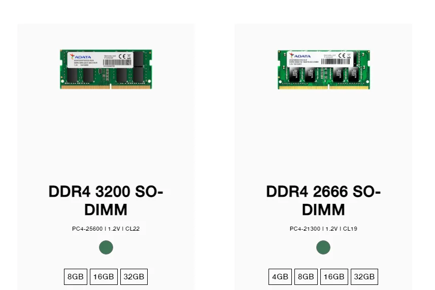 RAMS ADATA RAM Memoria SO Dimm 260Pin DDR4 4GB 8GB 16GB 32GB 2666MHz 3200MHz memoria del laptop Memoria ad alte prestazioni Laptop Memoria