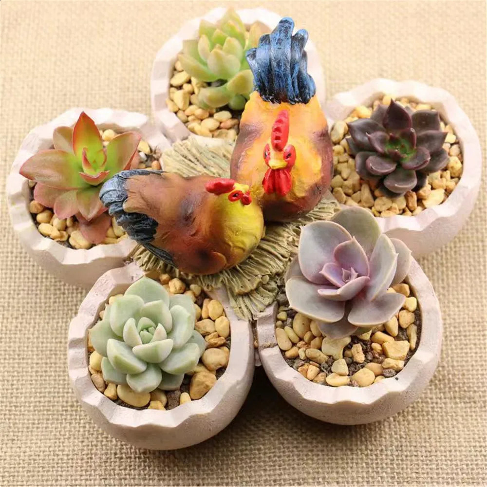 Creative Eggshell Flower Pot Chickenbird Nest Flowerpots 5 Egg House Succulent Planters Henhouse Plantering Dekorativ för trädgård 240325