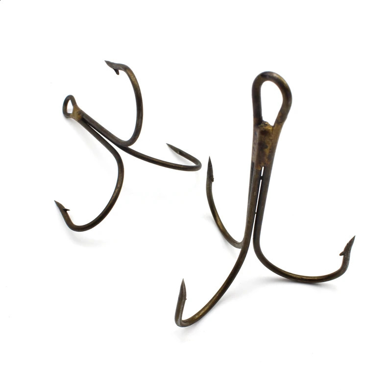 12/0 14/0 Modelo Três âncoras Triplo Gancho triplo sem penas Naked Barbed Hook Pike Fishing Tackle 240328