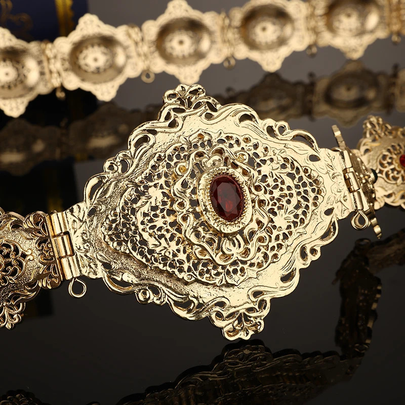 Złoty kolor Algierski Pasek Morokańska biżuteria ślubna Abaya Tradycyjna arabska talia Prezent 240329
