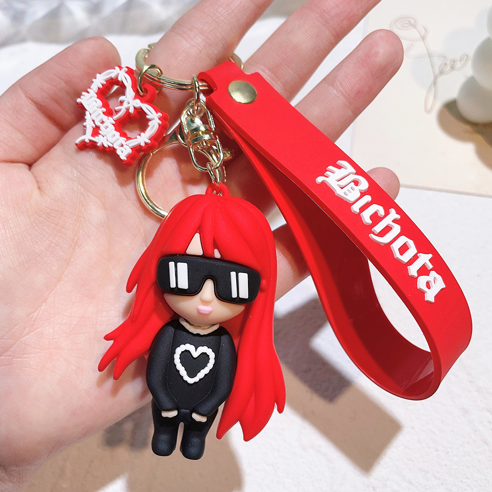 Fashion Cartoon Movie personnage Keychain Rubber and Key Ring pour sac à dos