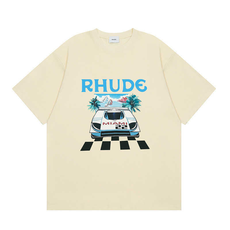 Los Angeles Niche de Nicho Trendy Roupas Rhude Celebridade Combinação de moda solta Base curta Camiseta de mangas curtas