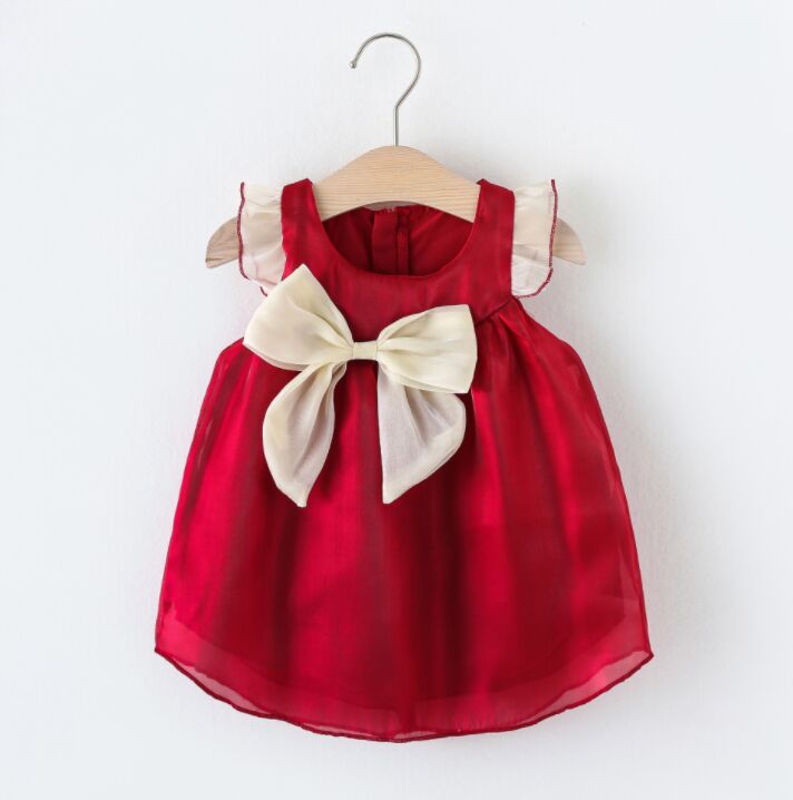 Sıradan Kızlar Bowknot Elbiseler 2024 Yaz Tek Parça Elbise Bebek Etek Fabrika Tedarik
